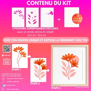 Kit diy créatif 3 pochoirs gazania – peinture facile pour enfants et adultes