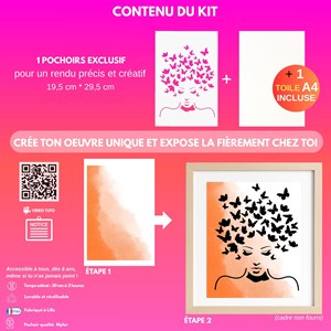 Kit diy créatif 1 pochoir papillon – peinture facile pour enfants et adultes