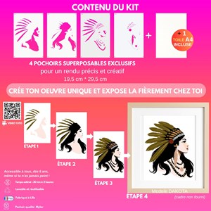 Kit diy créatif 4 pochoirs dakota – peinture facile pour enfants et adultes