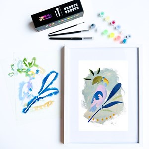 Peinture aux pochoirs débutant perroquet