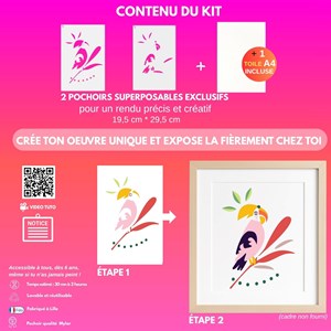 Kit diy créatif 2 pochoirs perroquet – peinture facile pour enfants et adultes