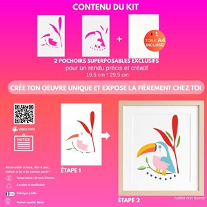 Kit diy créatif 2 pochoirs toucan – peinture facile pour enfants et adultes