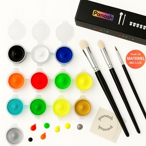 Box peintures acrylique & pinceaux pour pochoirs