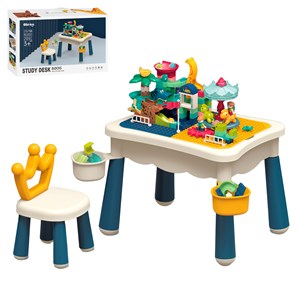 Table éducative avec blocs de construction. 209 pièces.