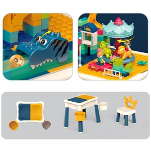 Table éducative avec blocs de construction. 209 pièces.