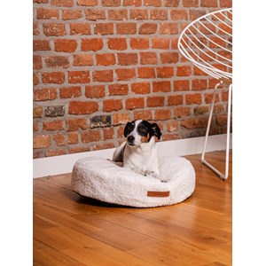 Coussin rond coco teddy beige clair, taille m, adorable