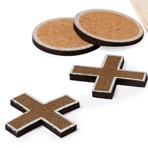 Jeu de morpion 10 pièces nature liège. Housse en coton