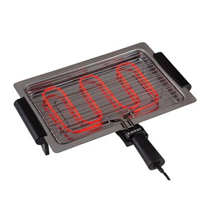 Gril en acier inoxydable avec grille en fer chromé.