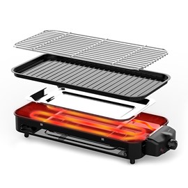 Gril électrique 2 en 1 de 1500w. Thermostat réglable avec 5 intensités.