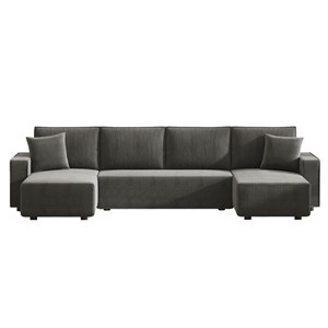 Salisbury canapé convertible 6 places avec coffre en velours côtelé anthracite
