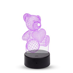 Lampe d'ambiance effet 3d, design ourson. Lumières rgb interchangeables.
