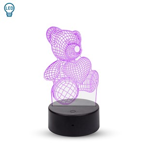 Lampe d'ambiance effet 3d, design ourson. Lumières rgb interchangeables.