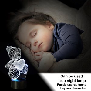 Lampe d'ambiance effet 3d, design ourson. Lumières rgb interchangeables.