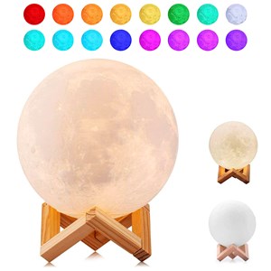 Lampe lunaire moon light multicolore avec télécommande et modes d'éclairage.