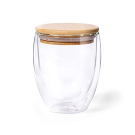 Vase thermique en borosilicate double paroi 250 ml. Avec couvercle en bambou