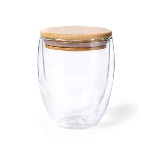 Vase thermique en borosilicate double paroi 250 ml. Avec couvercle en bambou