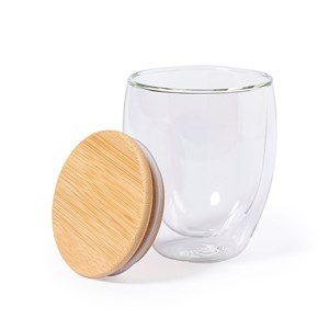 Vase thermique en borosilicate double paroi 250 ml. Avec couvercle en bambou