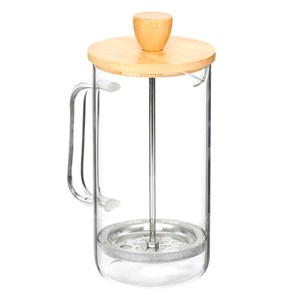 Théière à piston en borosilicate couvercle en bambou 600ml