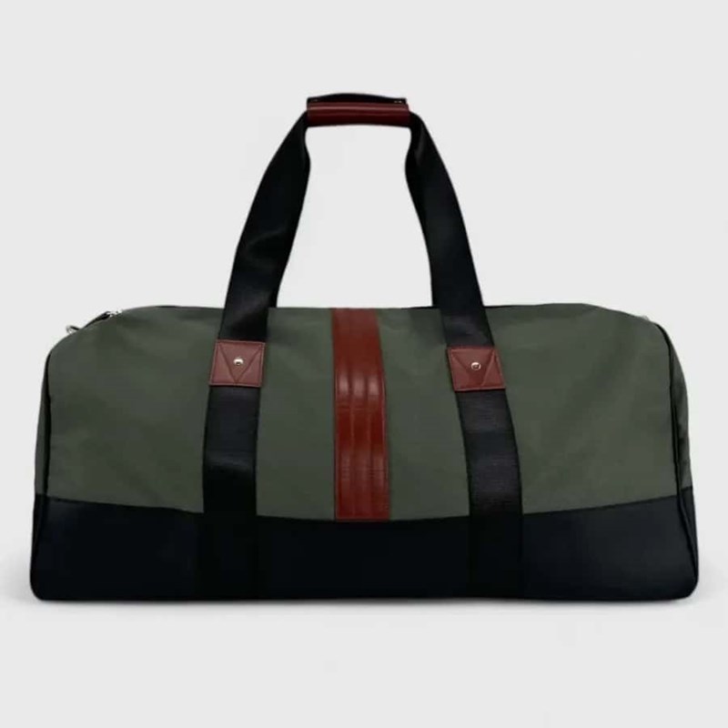 E2r-paris - Bagage cabine homme et femme tissu et cuir noir élégant ronaldo