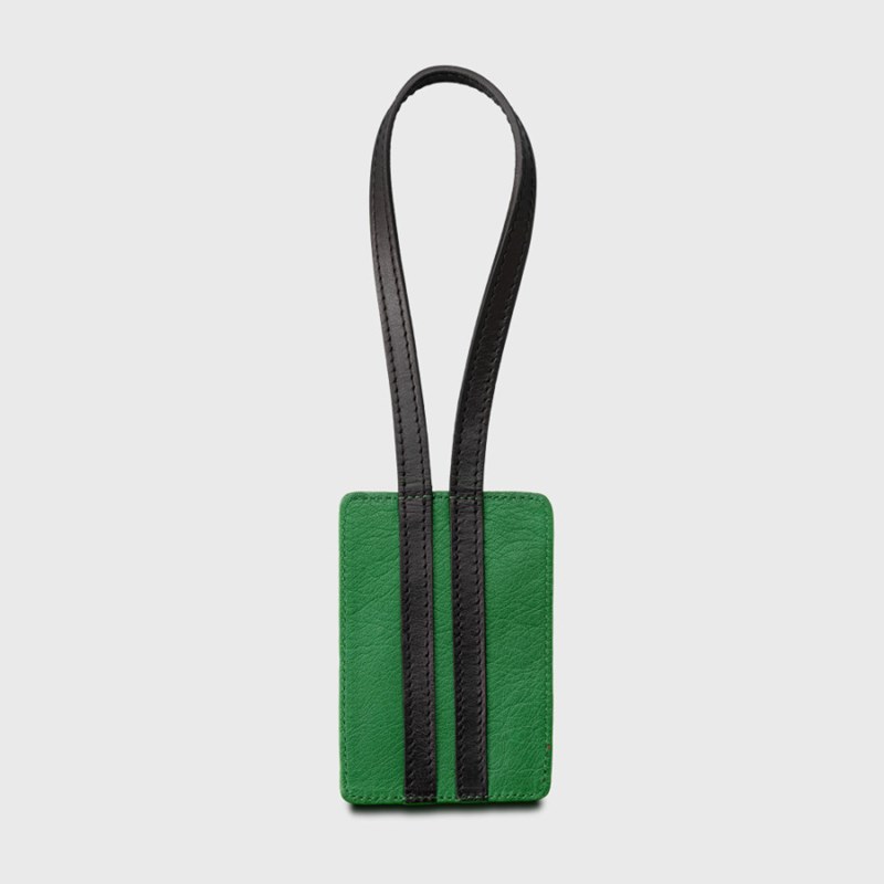 E2r etiquette bagage de qualité cuir luxe vert et noir