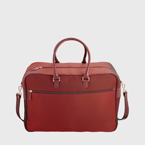 E2r bagage cabine femme tissu et cuir bordeaux upcyclés giovana