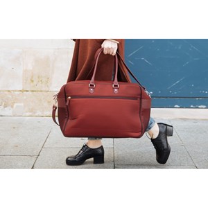 E2r bagage cabine femme tissu et cuir bordeaux upcyclés giovana