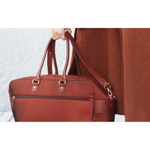 E2r bagage cabine femme tissu et cuir bordeaux upcyclés giovana