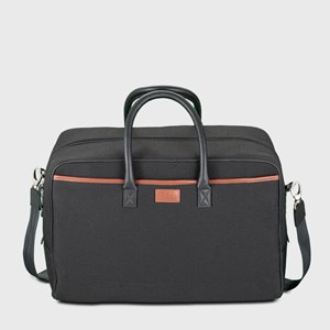 E2r bagage cabine unisexe tissu noir upcycle et cuir auburn ronaldo