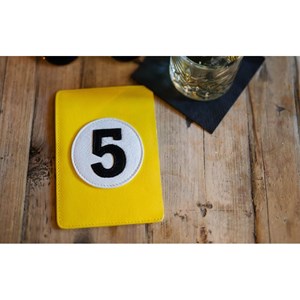 E2r protège passeport en cuir jaune original et rétro numéro 5