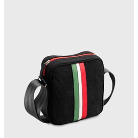 E2r sac bandoulière homme noir tissu et cuir upcyclés rino