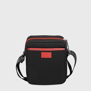 E2r sac bandoulière homme noir tissu et cuir upcyclés rino