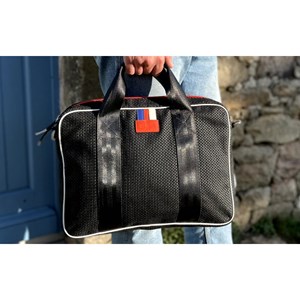 E2r sac ordinateur 15 pouces homme en tissu upcyclé gris jo