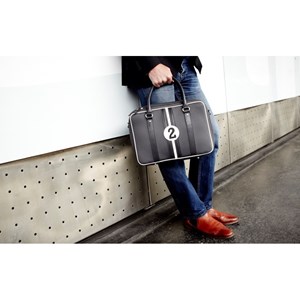 E2r sac ordinateur 15 pouces en tissu et cuir bleu et vert enzo