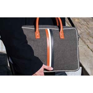 E2r sac ordinateur 15 pouces homme noir cuir et tissu enzo