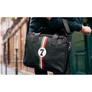 E2r sac ordinateur 15 pouces tissu gris et cuir homme enzo