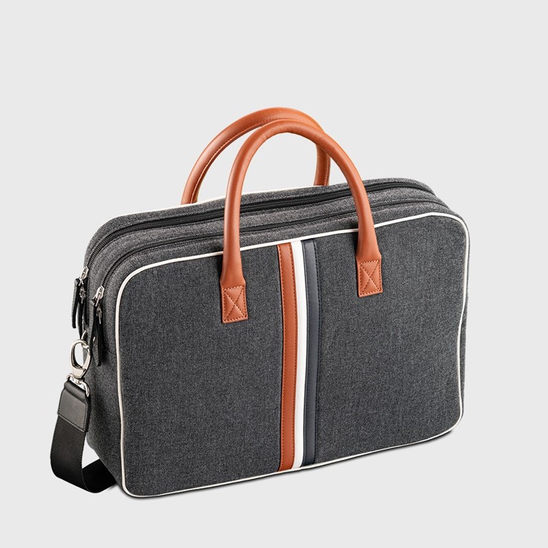 E2r-paris - E2r sac ordinateur homme tissu et cuir gris ã  motifs william