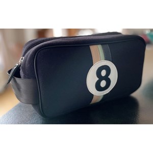 E2r trousse de toilette format compact en cuir noir et blanc billy