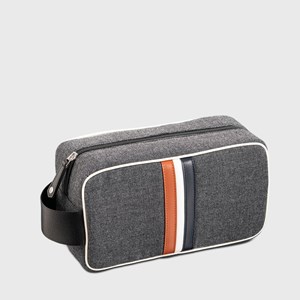 E2r trousse de toilette homme en tissu et cuir gris et vert bobby