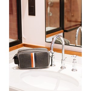 E2r trousse de toilette homme en tissu et cuir gris et vert bobby