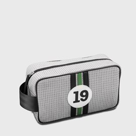 E2r trousse de toilette homme en tissu et cuir rouge et blanc bobby