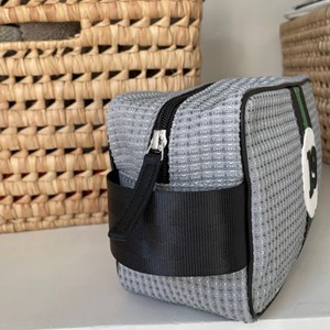 E2r trousse de toilette homme en tissu et cuir rouge et blanc bobby