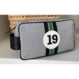 E2r trousse de toilette homme en tissu et cuir rouge et blanc bobby