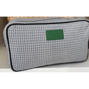 E2r trousse de toilette homme en tissu et cuir rouge et blanc bobby