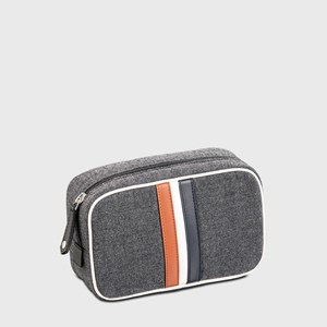 E2r trousse de toilette homme luxe cuir et tissu bleu et gris bobby