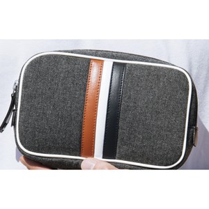 E2r trousse de toilette homme luxe cuir et tissu bleu et gris bobby