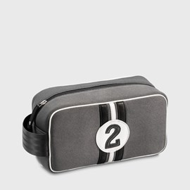 E2r trousse de toilette homme voyage rouge et noire rétro bobby