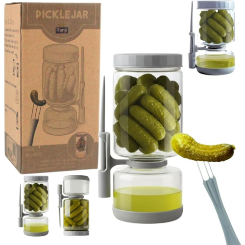 Ranji - Pot à cornichon 1300 ml retournable avec pique inclus