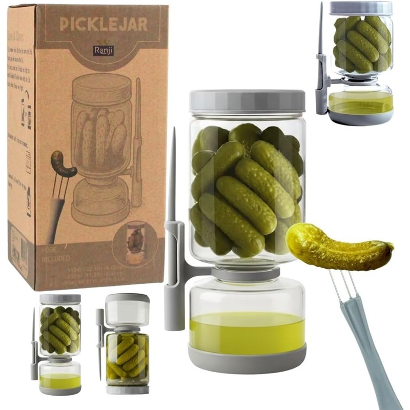 Pot à cornichon 1300 ml retournable avec pique inclus