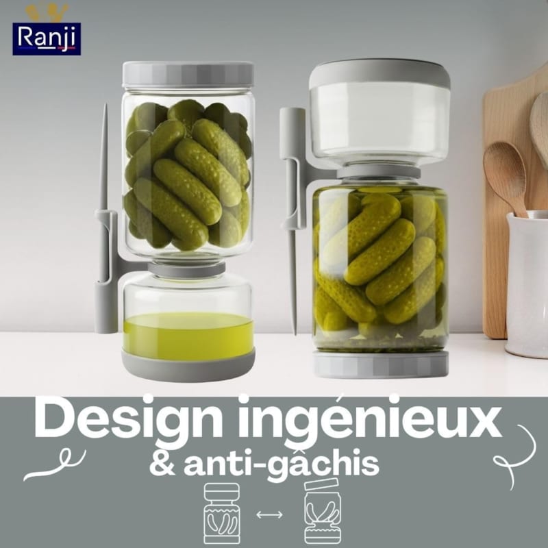 Pot à cornichon 1300 ml retournable avec pique inclus (Ranji) - Image 1