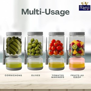 Pot à cornichon 1300 ml retournable avec pique inclus